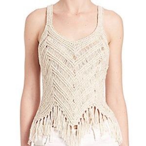 Alice and Olivia macrame top with tassel trim